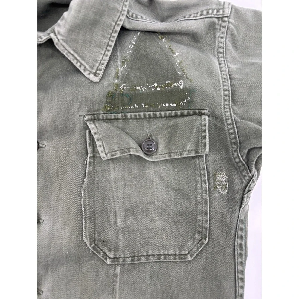 Vietnam Jacket OG-107 Coat Mens War Fatigue Cotton Sateen Heavy Wear Patina S